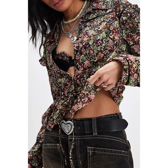🎉LAST CHANCE🎉 FREE PEOPLE Printed Daybreak Blouse / Black Combo - Picture 4 of 12